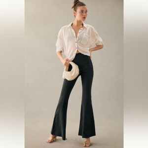 NWT Anthropologie Maeve Slim Trumpet Flare Black Pants Size 14